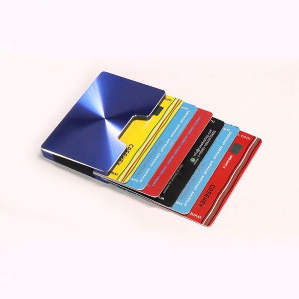 

card holders fashion metal anti-thief mini slim id bank case for women men aluminum rfid hold 15-20 cards colorful, Brown;gray