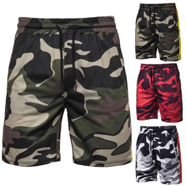 

men's mens camouflage printing beach fashion trend drawstring fitness sports shorts summer male running training casual short pants, White;black