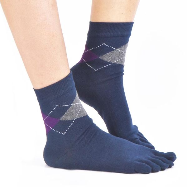 

men's socks men dress middle tube breathable pure cotton five finger, Black