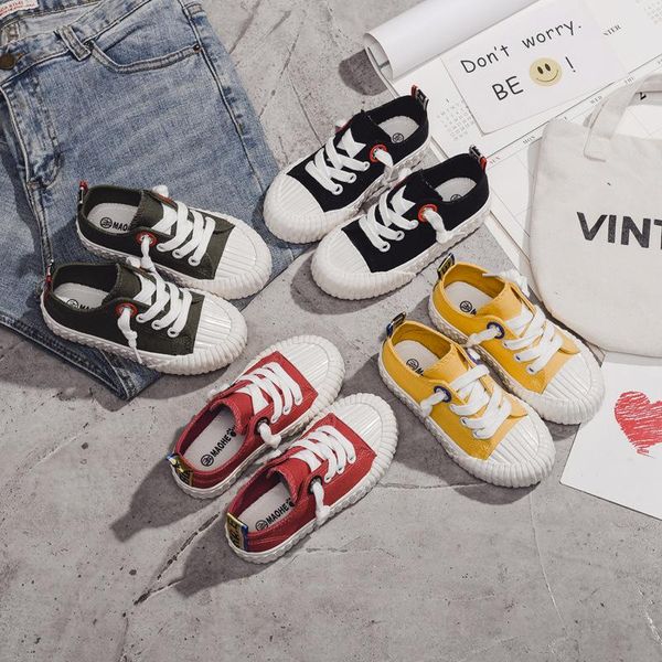 

sneakers boy's and girl's canvas shoes 2021 autumn children's rubber soles kid's stylish solid-colored casual, Black;red