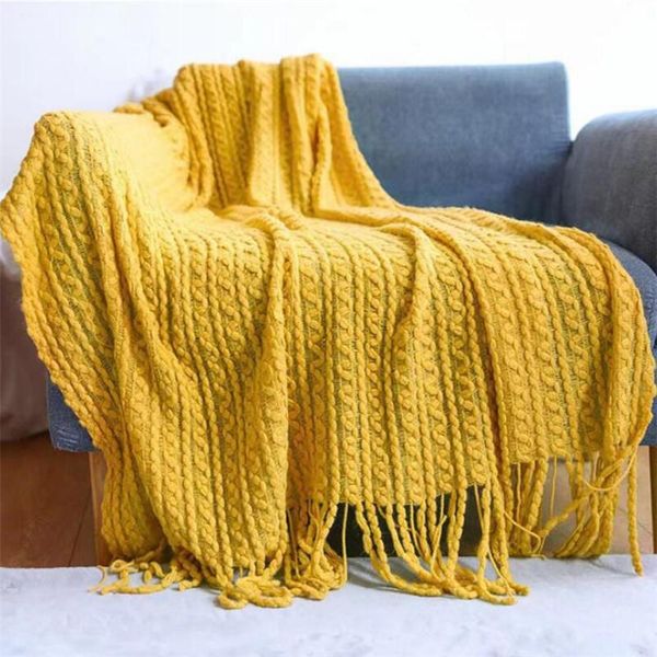 

blankets for beds hand-knitted sofa blanket po props tassel weighted air conditioning knitted