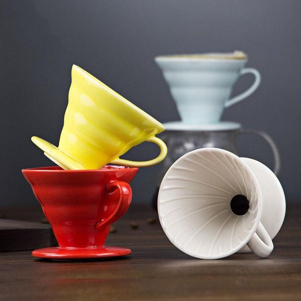

coffee filters colored ceramic v60 spiral dripper pour over maker v shape drip filter brewing cup reusable