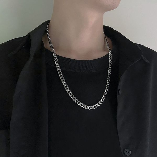 

roestvrij stalen ketting en voor vrouwen mannen lange hip hop op de hals mode-sieraden accessoires vrienden geschenken, Silver