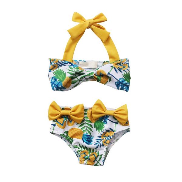 

toddler baby girls bikini fruit print swimsuit 2pce sets children's swimwear swim suits 2021 kids beachwear infantil d30 one-pieces, Black