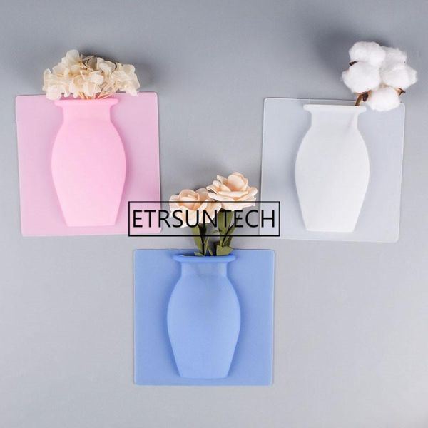 

vases 50pcs silicone sticky vase stick on the wall flower pot magic plant container for home offices