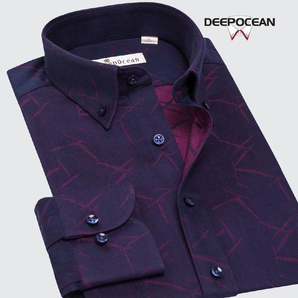 

men's casual shirts deepocean plus size men shirt long sleeve cotton clothes business slim fit camisa de hombre, White;black