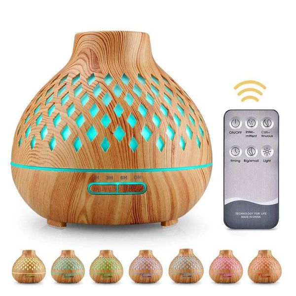 

humidifiers 400ml wood essential oil diffuser ultrasonic mute air humidifier with 7 color led lights remote control office home eu/uk/us/au