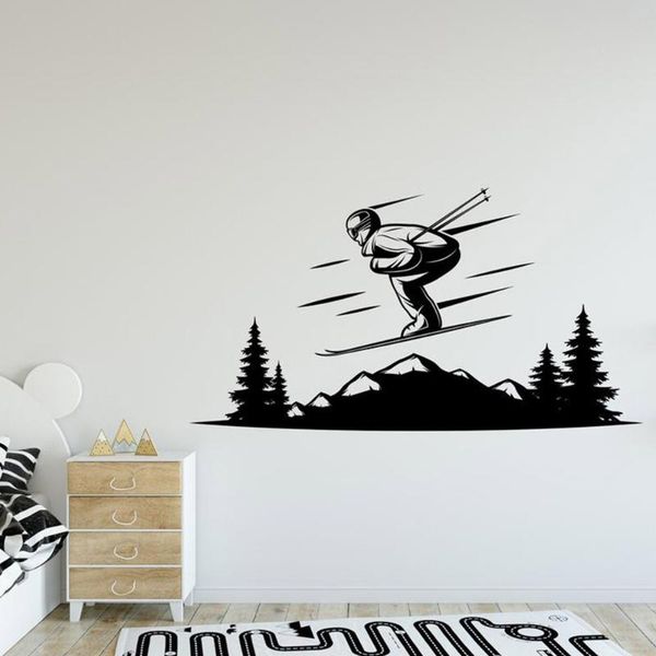 

wall stickers cartoon skiing pvc decals home decor for kids rooms decoration