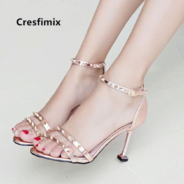 

women fashion sweet comfortable rivet high heel shoes sandales femmes female silver quality summer sandals e5154, Black