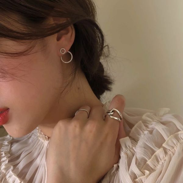 

lbyzhan micro pave zircon front and back circle stud earrings for women 2021 new jewelry delicate earings wholesale, Golden