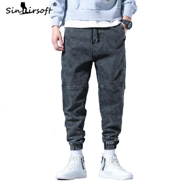

men's pants cargo loose cotton high d.s embroidery street ankle-length small foot pencil male 2021 autumn trousers 28-42, Black