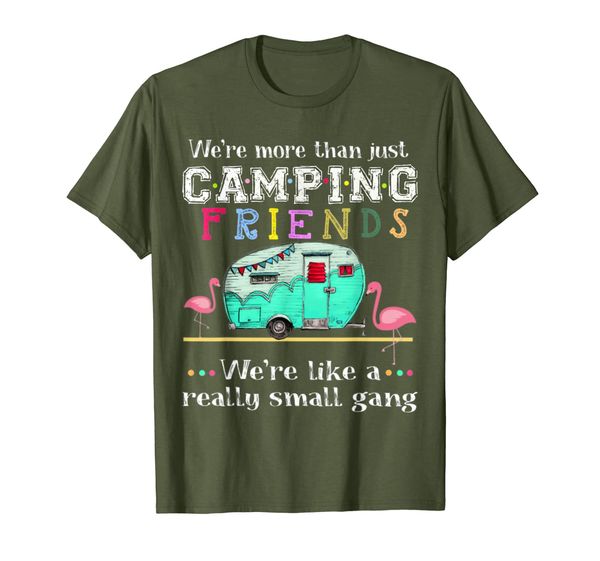 

we're more than just camping friends flamingo t-shirt, White;black