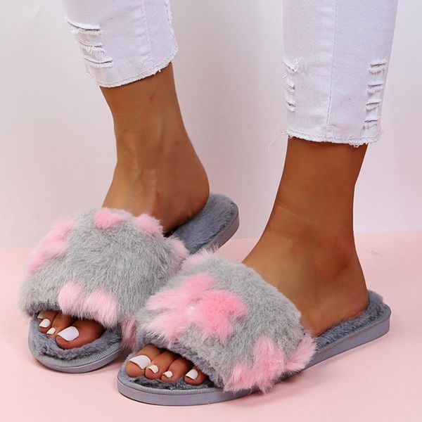 

slippers winter fashion women's casual shoes breathable indoor bedroom pure color flowers decorated non-slip soft, Black