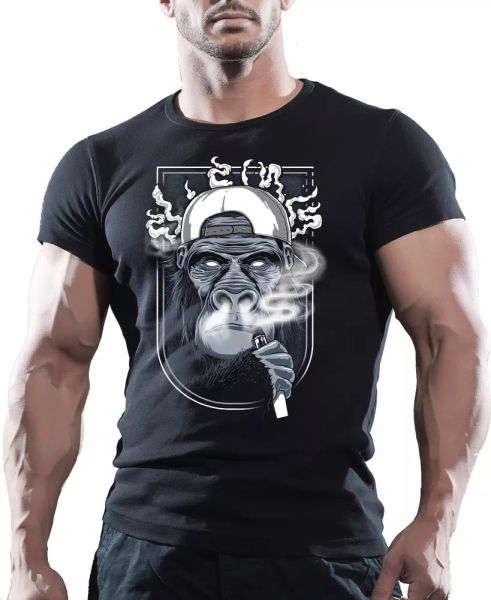

vaper monkey ape in cloud - black men's cotton t-shirt, White;black