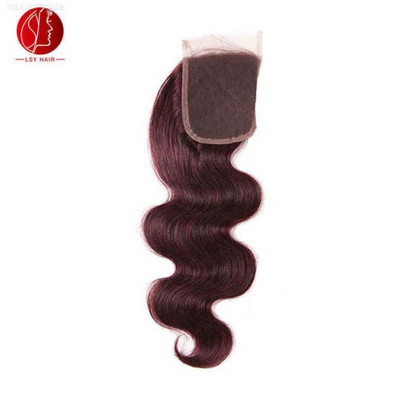 

place clsure body 4 * 4 99j# front lace hu wig, Black