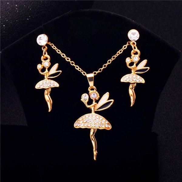 

earrings & necklace qcooljly elegant luxury gold color austrian crystal jewelry sets fairy angel girls fashion gift women female, Silver