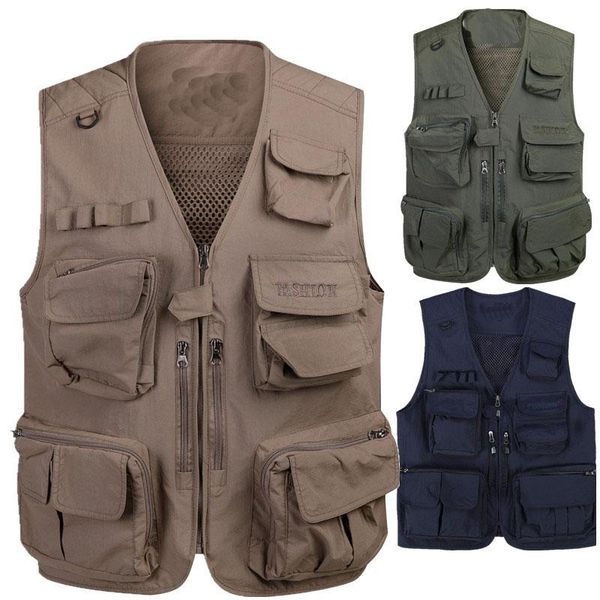 

men's vests arrivla spring autumn winter vest casual multi pocket v-neck zipper men fashion plus size  xl 2xl 3xl 4xl, Black;white