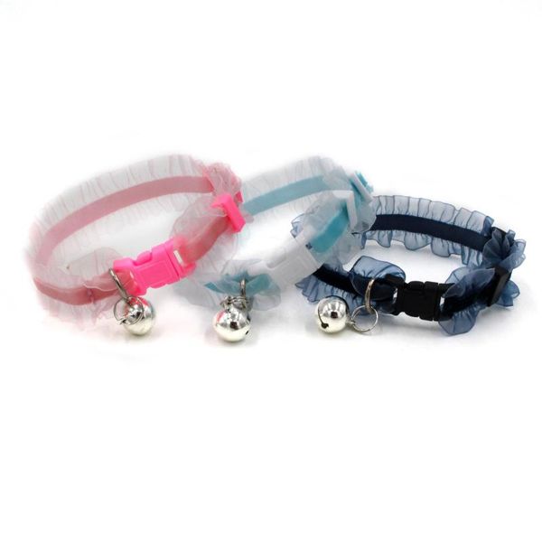 

dog collars & leashes pet collar products cute fashion lace elastic nylon with bells for small cat all seasons