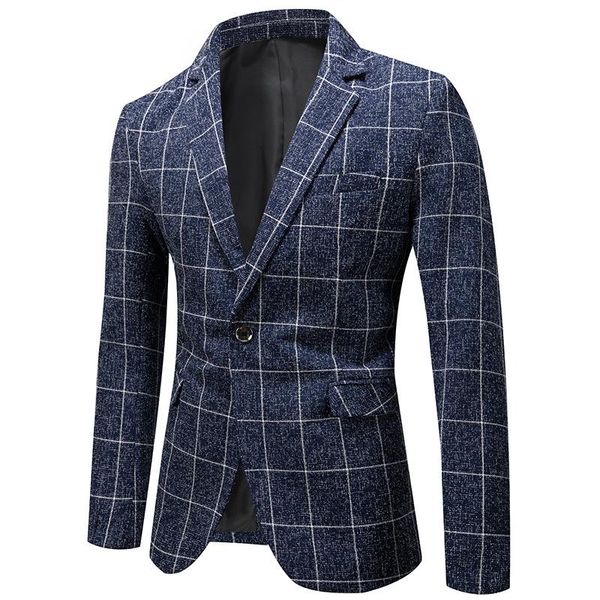 

men's suits & blazers arrivals mens blazer spring autumn fashion plaid suit coat business casual slim fit jacket male clothes outerwear, White;black