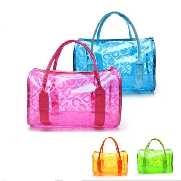 

cosmetic bags & cases summer storage bag beach swim waterproof organizer candy color clear pvc makeup handbag travelling toiletry