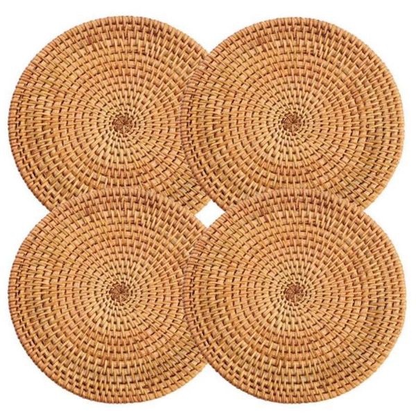 

mats & pads promotion 4 pcs trivets for dishes,pots and pans,kitchen counter,decorative woven placemats dining tab