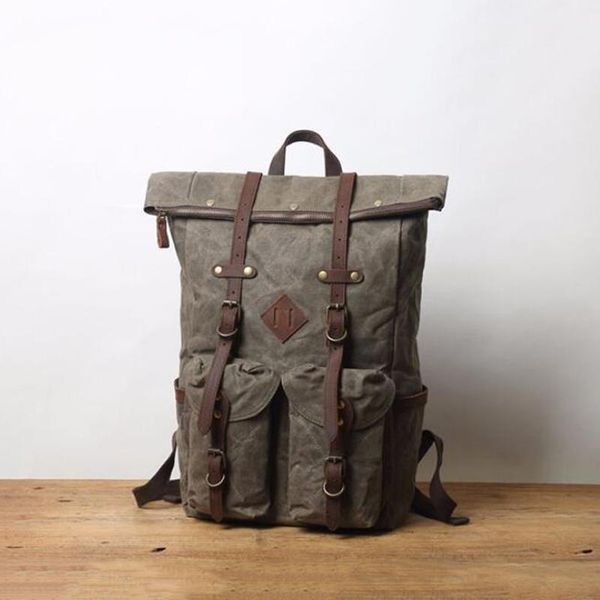 

backpack waterproof canvas travel drop large capacity lapleather school backpacks