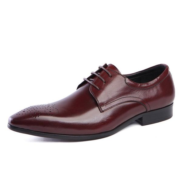 

dress shoes men's business men formal wear leather pointed toe cowhide chaussure homme, Black