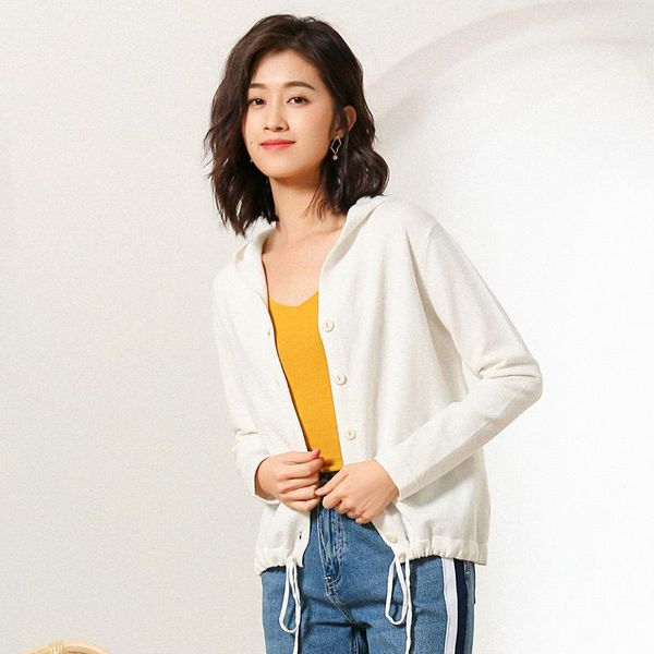 

women's sweaters 2021 spring autumn hoodies slim hooded sweatshirts womens coats female casual knitted cardigan brand clothing, White;black