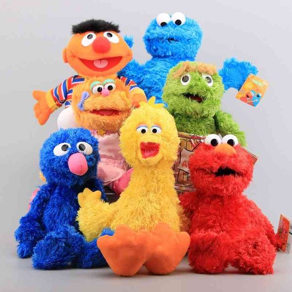 

cartoon sesame street snuffles elmo cookie monster grover zoe ernie big bird oscar pluche pop toys for children birthday gift