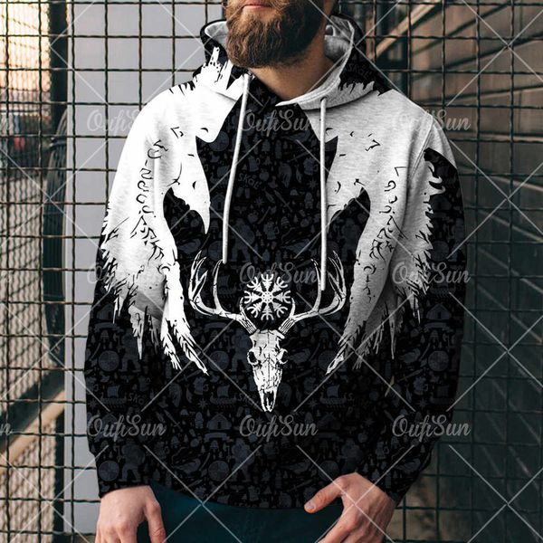 

men's loose hooded sweater 3d printed pattern hooded sweater 3d digital printed hooded sweater 3uwj, Black