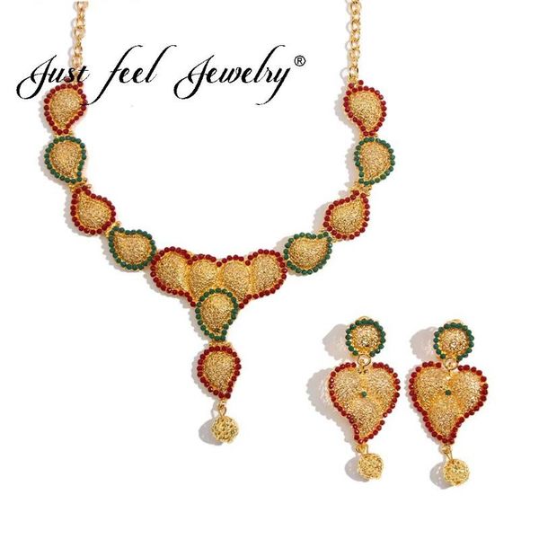 

earrings & necklace just feel golden 2 color jewelry sets for women wedding arab dubai charm bridal crystal beads heart set, Silver
