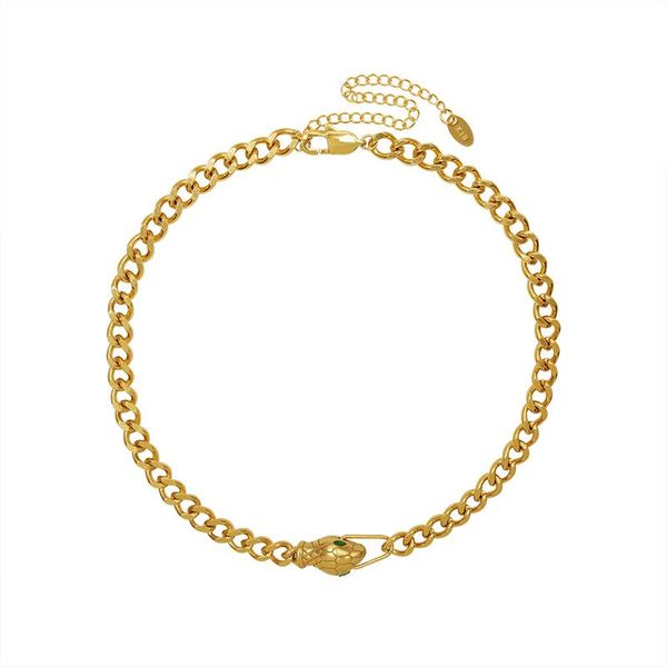 

chokers vintage stainless steel chain necklaces on neck women jewelry layered accesories for girls gifts fashion snake head choker 2021, Golden;silver