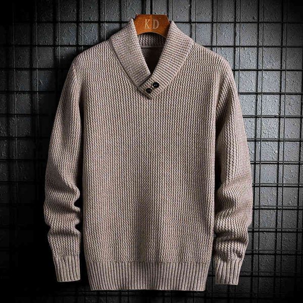 

sweater knit men's wear young ted with thickened small lapel pullover, White;black