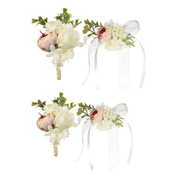 

decorative flowers & wreaths 4pcs peony boutonnieres silk groom flower boutonniere for men wedding prom suit decoration