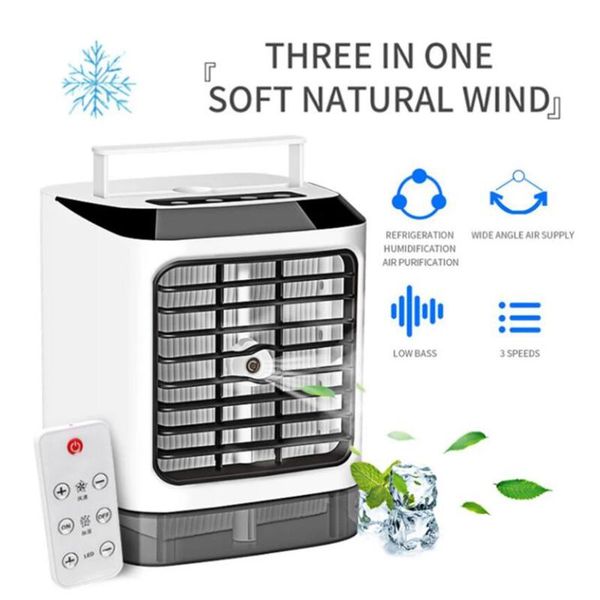 

electric fans air conditioner with remote control deskcooler fan mini three gear modes water cooling portable home summer