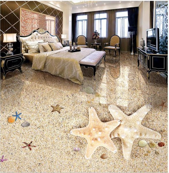 

wallpapers custom po floor wallpaper 3d floors mural beach pvc waterproof