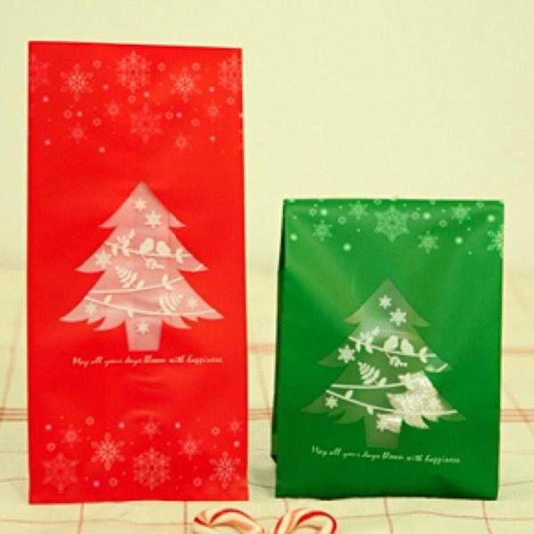 

christmas decorations 50pcs bag gift tree print plastic candy storage for biscuits cookie party decoration