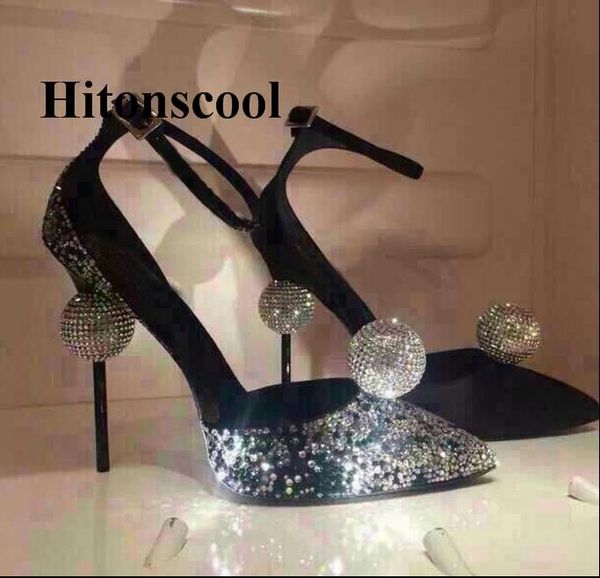 

dress shoes buckle wedding rhinestones rhinestone ball women high heels zapatos mujer pointed toe heel, Black