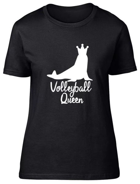 

volleyball queen seal womens ladies fitted t-shirt, White;black