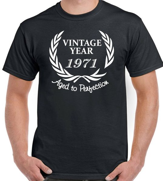 

50th birthday t-shirt 1971 mens funny 50 year old gift present wreath, White;black