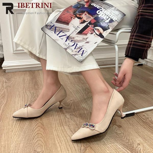 

pointed toe crystal metal shallow slip on pumps women brand female spring thin heel casual dress shoes, Black