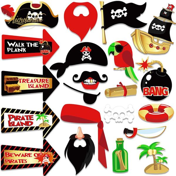 

party decoration nicrolandee 21 pcs pirate po booth props diy centerpiece sticks table ers for kids birthday costume supplies