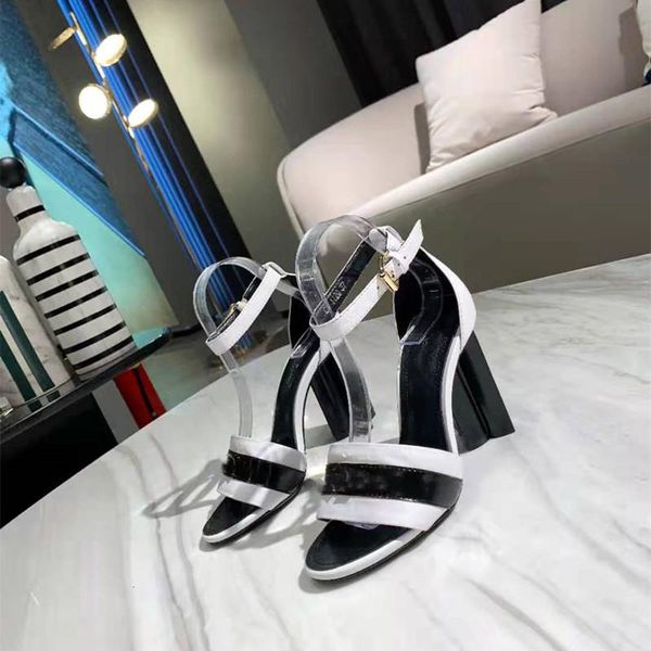 

sandals square heels elegant women 2021 spring/summer for shoes, Black