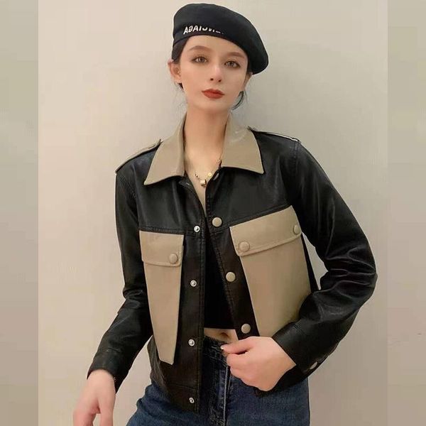 

women's leather & faux selling 2021 ladies retro vintage pu jackets coats plus size female outerwear s177, Black