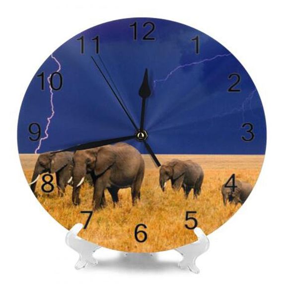 

wall clocks elephant pattern numeral digital dial mute silent non-ticking battery operated clock decor art for living room