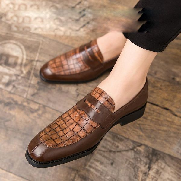 

dress shoes men male man formal plus size slip on brogues pu mens business driving zapatos de hombres personlizar m0596, Black