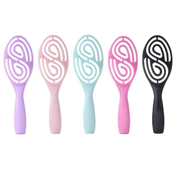 

hair brushes brush scalp massage comb hairbrush bristle&nylon women wet curly detangle for salon hairdressing styling tools, Silver