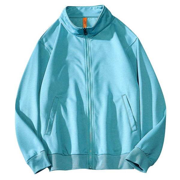 

men's hoodies & sweatshirts men winter solid color zipper sportswear oversize stand collar couple's clothing simple leisure wear, Black