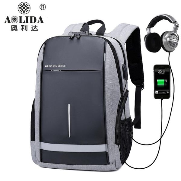 

oxford backpack men's fashion business type password anti-theft computer bag usb charging student schoolbag tide boys