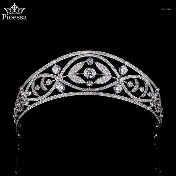 

hair clips & barrettes pioessa high-end classic european style queen crown wedding tiaras cz crystal headband headdress, party accessories, Golden;silver